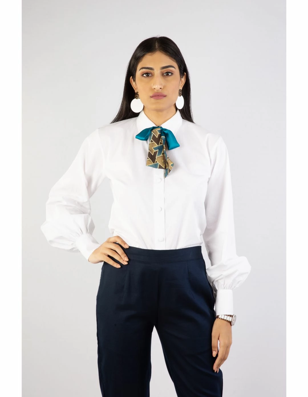 Not So Pink Blue Solid With Print Twilly 3 Not So Pink Blue Solid With Print Twilly - Image 3