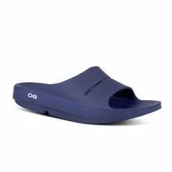 OOfos Unisex OOahh Slide Sandal (Navy)