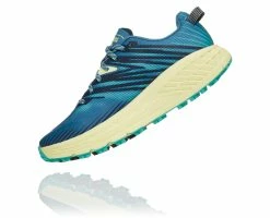 Hoka Women's Speedgoat 4 (PBLG - Provincial Blue/Luminary Green) -THE OFFICE PARTY EDIT SHOP 1106527 PBLG 4
