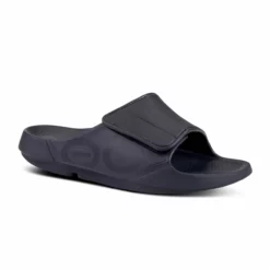 OOfos Unisex OOahh Sport Flex Slide Sandal (Matte Black)