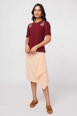 Not So Pink Burgundy Embroidered Top