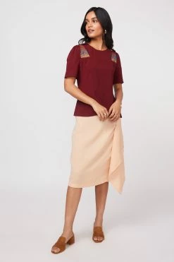 Not So Pink Burgundy Embroidered Top -THE OFFICE PARTY EDIT SHOP 1648794072NSP SUMIT E com2310