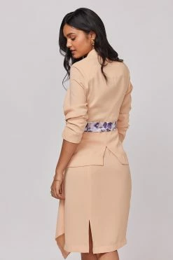 Not So Pink Pink Ruched Sleeve Blazer With Tieup -THE OFFICE PARTY EDIT SHOP 1655119805NSP SUMIT E com2510