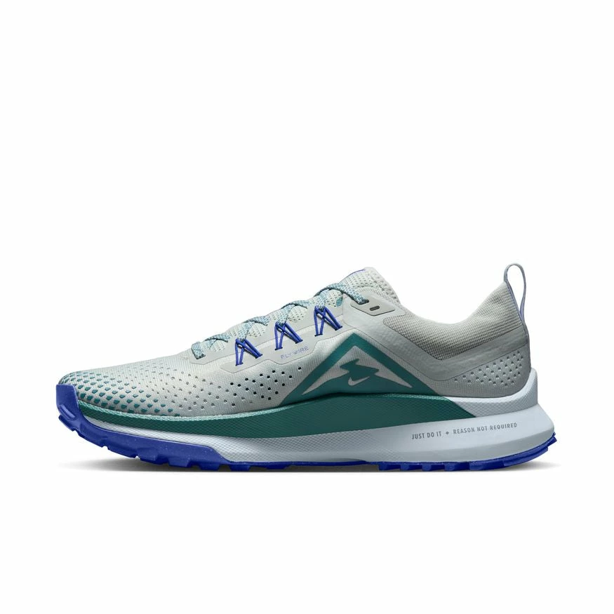 Nike Men’s React Pegasus Trail 4 (005 - Light Silver/Mineral Teal/Racer Blue) 2 Nike Men’s React Pegasus Trail 4 (005 - Light Silver/Mineral Teal/Racer Blue) - Image 2