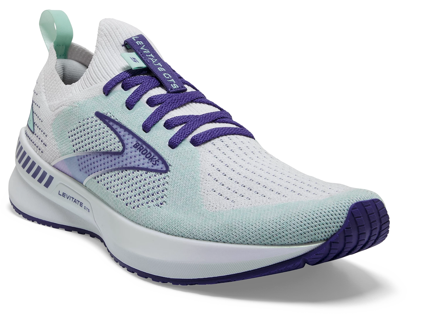 BROOKS Women’s Levitate Stealthfit GTS 5 (127 - White/Navy Blue/Yucca) 3 BROOKS Women’s Levitate Stealthfit GTS 5 (127 - White/Navy Blue/Yucca) - Image 3