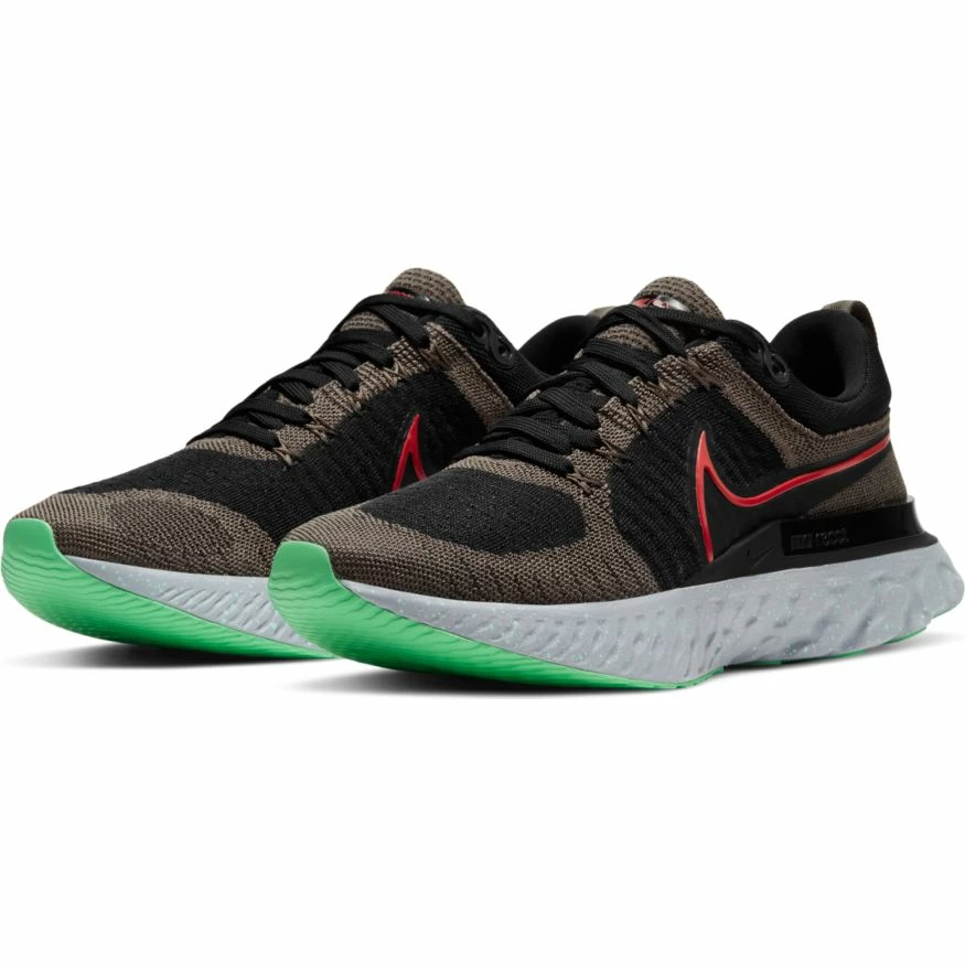 Nike Men's React Infinity Run Flyknit 2 (200 - Ridgerock/Chile Red/Black/Green Glow) 3 Nike Men's React Infinity Run Flyknit 2 (200 - Ridgerock/Chile Red/Black/Green Glow) - Image 3