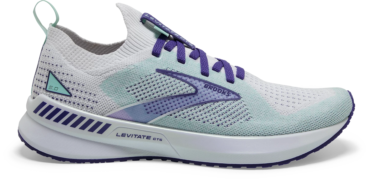 BROOKS Women’s Levitate Stealthfit GTS 5 (127 - White/Navy Blue/Yucca) 1 BROOKS Women’s Levitate Stealthfit GTS 5 (127 - White/Navy Blue/Yucca)