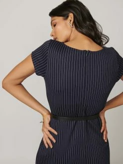 Not So Pink Navy Blue Pinstripe Dress -THE OFFICE PARTY EDIT SHOP Back 1 c3feb87f 66b4 4d5e b6f5 5fb8a85f39dc