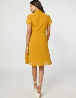 Not So Pink Mustard Neck Tie Flare Dress -THE OFFICE PARTY EDIT SHOP Back 119802e8 1b87 47e5 ae5a e5760680e719