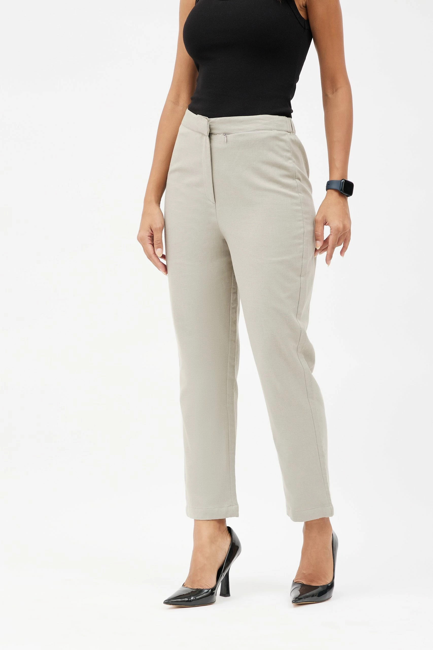 Go Titli Classic Work Blazer & Trouser Women's Linen Pant Suit Set - Grey 9 Go Titli Classic Work Blazer & Trouser Women's Linen Pant Suit Set - Grey - Image 9