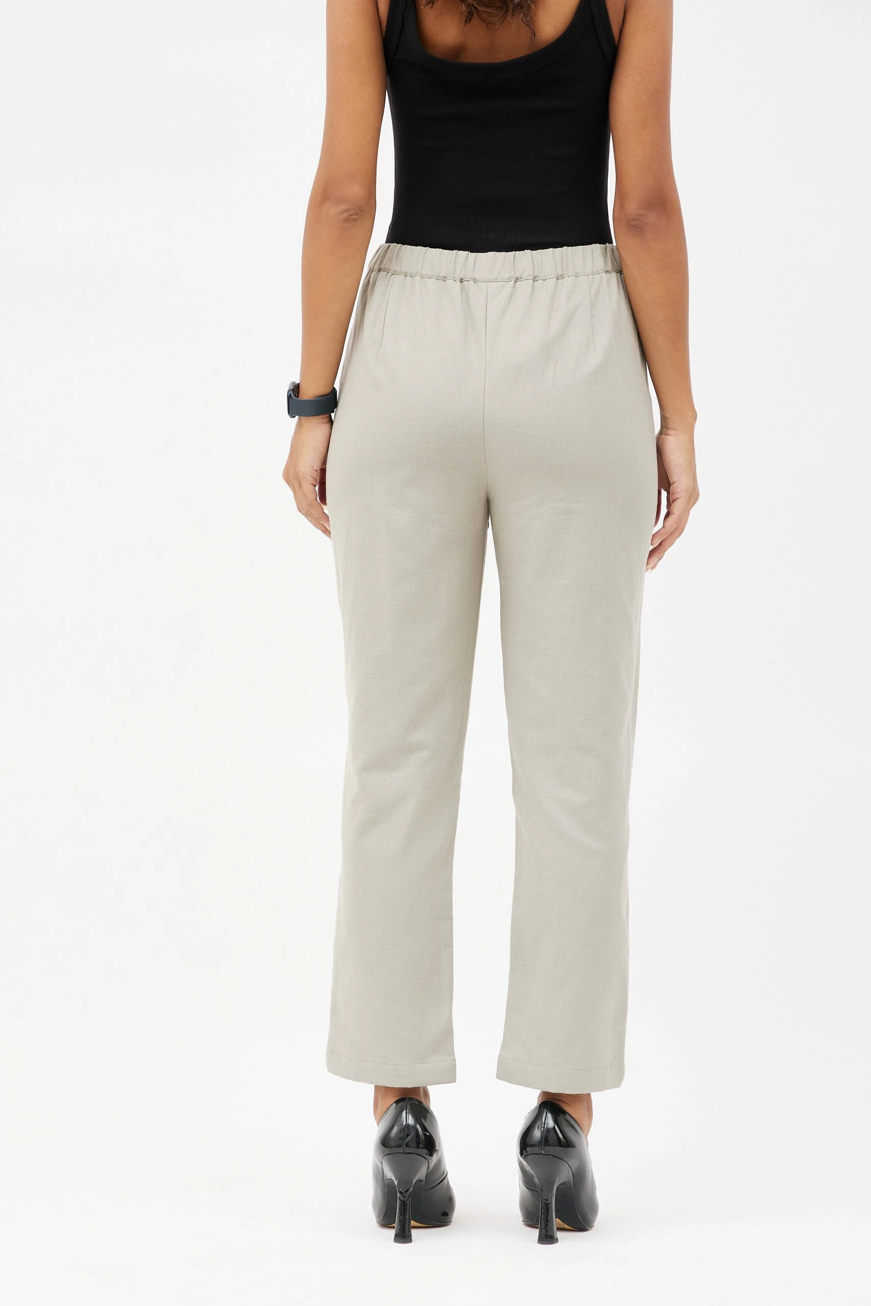 Go Titli Classic Work Blazer & Trouser Women's Linen Pant Suit Set - Grey 10 Go Titli Classic Work Blazer & Trouser Women's Linen Pant Suit Set - Grey - Image 10