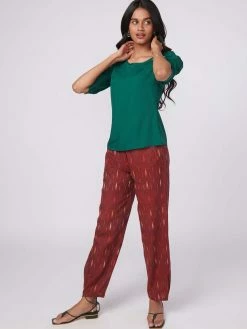 Not So Pink Dark Green Quarter Sleeve Top -THE OFFICE PARTY EDIT SHOP Front e9b0a2e2 179b 45f6 8001 256fd42fab20