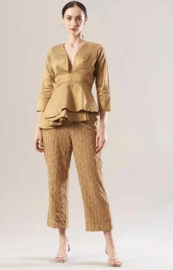 Hem’d Textured Crop Gold Pants