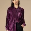 Neofaa Notched Collar Imported Velvet Shirt For Ladies