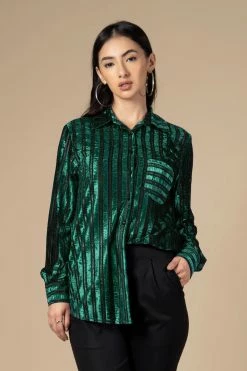 Neofaa Notched Collar Imported Velvet Shirt For Ladies -THE OFFICE PARTY EDIT SHOP NFAPLTP0017303 720x 123c762f 4088 4f5d ab39 569e62e96943