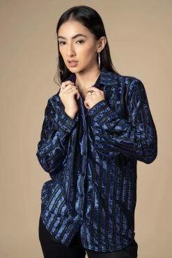 Neofaa Notched Collar Imported Velvet Shirt For Ladies -THE OFFICE PARTY EDIT SHOP NFAPLTP00174 1 720x 2232ca80 b347 4358 bdbe 8a27abb4f38d