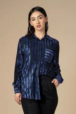 Neofaa Notched Collar Imported Velvet Shirt For Ladies -THE OFFICE PARTY EDIT SHOP NFAPLTP00174 2 720x bdd553b6 d8d4 46bb b1c5 393e5b3fb3f3