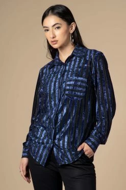 Neofaa Notched Collar Imported Velvet Shirt For Ladies -THE OFFICE PARTY EDIT SHOP NFAPLTP00174 4 720x 386ec92a b859 4297 b19f 88985a42d9d3