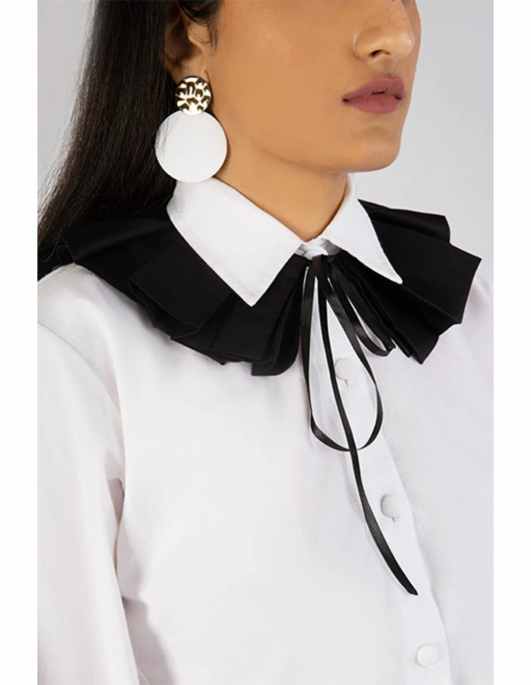 Not So Pink Black Box Pleat Front Tie Collar 2 Not So Pink Black Box Pleat Front Tie Collar - Image 2
