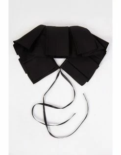 Not So Pink Black Box Pleat Front Tie Collar