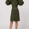Not So Pink Olive Shirt Dress With Metal Belt