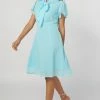Not So Pink Light Blue Neck Tie Flare Dress
