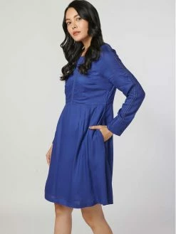 Not So Pink Navy Blue Lace Sleeve Dress