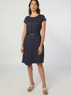 Not So Pink Navy Blue Pinstripe Dress -THE OFFICE PARTY EDIT SHOP Side 1 7a003e02 101d 4bfb b591 2f5e38716a81