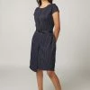 Not So Pink Navy Blue Pinstripe Dress