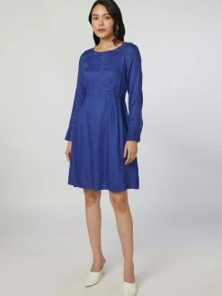 Not So Pink Navy Blue Lace Sleeve Dress -THE OFFICE PARTY EDIT SHOP Side 2 8e432f20 67a8 4cda aefc 7123d182fe2d