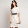 Powersutra Office Party Creamy White Stylish Knee Length Sheath Dress