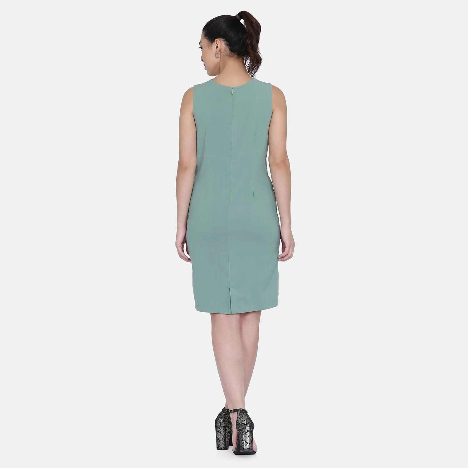 Powersutra Meadow Green Pintucks Shift Dress 4 Powersutra Meadow Green Pintucks Shift Dress - Image 4