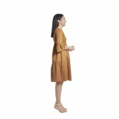 Powersutra Mustard Yellow Cotton Tiered Dress -THE OFFICE PARTY EDIT SHOP mustard yellow cotton tiered dress 11 2 Power Sutra 9431f579 1c92 405c a4e2 39aa3d46d170