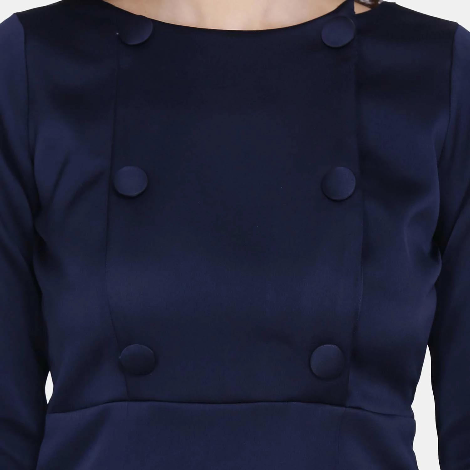 Powersutra Navy Blue Poly Satin Skater Evening Dress 5 Powersutra Navy Blue Poly Satin Skater Evening Dress - Image 5